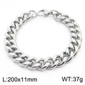 Men's minimalist silver stainless steel curb chain bracelet with 11mm width - 11mm Steel