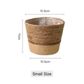 Small handwoven seagrass plant basket with waterproof plastic lining and dual-tone brown weave - Small / Khaki Base