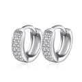 Classic 925 sterling silver hoop earrings with double rows of white cubic zirconia - Silver Double Row Rhinestone Hoop (SE102)