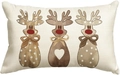 Christmas linen lumbar pillow cover featuring three cute cartoon reindeer on white background - Style 1 (Single-sided)