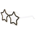 Star-shaped rimless sunglasses featuring crystal rhinestones and golden metal hardware - C15-Transparent/Black Rhinestone