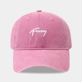 Cappellino da baseball in cotone lavato rosa con ricamo Funny bianco e design vintage - Regolabile / Rosa