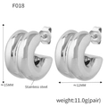 Minimalistische silberne C-förmige Doppel-Ohrstecker aus poliertem Edelstahl-Finish - F018-Stahlfarbe