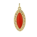 Detailed close-up of 18K gold plated heart pendant with orange marquise stone and zircons - 08 Oval Starry Stone