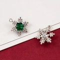 Christmas snowflake alloy charms with green and clear crystals for DIY jewelry - 39# Silver K Large Snowflake with Green Rhinestone