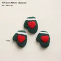 Set of 3 green felt glove ornaments with red heart detail for Christmas tree DIY decor - No.14 Pack of 3-Green Heart Mittens