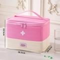 Pink and beige large medical storage bag with handles and dimensions 26.5cm x 19.5cm - Extra Large / Pink