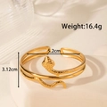 Golden snake-shaped stainless steel open bracelet with star hollow and size measurements - Snake Scale Style (YB-059)