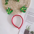 Festlicher Weihnachts-Haarreif mit glitzernden Bäumen und bunten Pompons auf Weiß - Grüner Weihnachtsbaum