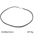 Cordon de collier noir 450x2.5mm avec fermoir mousqueton en acier et poids 5g - Couleur Acier-2.5mm