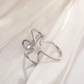 Irregular geometric silver stainless steel open ring with abstract hollow lines - Silver Tone Butterfly Line