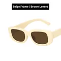 Lunettes de soleil carrées pour enfants avec monture beige et verres teintés marron - Beige / Verres thé