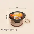 7cm artificial udon ramen bowl keychain with shrimp and shellfish toppings on wood - Tempura Bamboo Shoot Noodles Keychain