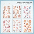 6-sheet set of cute cartoon cat PET stickers for DIY scrapbooking and phone case decor - Soft Cats