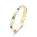 Pulsera de acero inoxidable bañada en oro 18K con turquesa verde y gemas cuadradas - Dorado