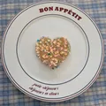 Sparkling heart-shaped sequin ornament in iridescent pearl white, 7.5cm x 6.5cm size - Heart-03 (1pc)