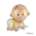 Crawling baby aluminum foil balloon with pink bow for baby shower party, 79x57cm - Crawling Baby Pink