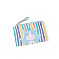 Mini cartoon rhino coin purse with colorful vertical stripes and a teal wrist strap - Green (Rhino)