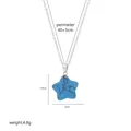 Star-shaped turquoise necklace pendant with silver chain and detailed size dimensions - Star Necklace (A2-01) / Blue