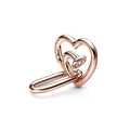Elegant rose gold interlocking heart charm with a sparkling small zircon for DIY bracelets - LJQ26-Interlocking Heart Charm-Rose Gold