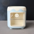 Blue and beige cartoon pig desk organizer with transparent doors and tiered dividers - No Gifts / Blue