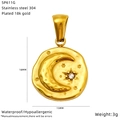 Detail of 18K gold plated stainless steel celestial star moon pendant with zircon - Moon and Star Style (SP611G)