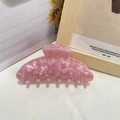 Pink marbled acetate hair claw clip for elegant ponytails and updo hairstyles - Pink