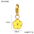 Colgante de flor en acero dorado con esmalte amarillo y cierre de langosta DIY - BP1455B3-Flor Amarillo Brillante