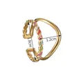Bague torsadée dorée ajustable avec émail arc-en-ciel et diamètre extérieur de 1,8cm - Émail Arc-en-Ciel Torsadé Ouvert