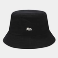 Détail de la broderie animale sur un chapeau bob en toile de coton noir durable - Noir