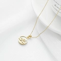 Golden lotus pendant necklace featuring white mother of pearl inlay and stainless steel chain - Flower / Gold