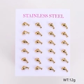 Detailed set of 12 pairs of dolphin shaped stainless steel stud earrings in gold finish - Dolphin