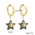 Gold stainless steel hoop earrings with abalone shell star charms and evil eye detail - Star Evil Eye Pendant