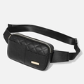 Klassische schwarze gesteppte Gürteltasche aus PU-Leder mit verstellbarem Gurt - Schwarz
