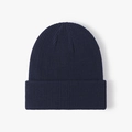 Classic dark blue ribbed knit beanie for men and women made of warm double-layer fabric - Ribbed 6-Seam Navy Blue