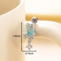 Titanium steel butterfly earrings with ice-crushed zircon and light blue gemstone charm - Blue (Single Piece)