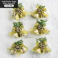 Set di 6 campanelle natalizie dorate con aghi di pino e fiocchi per decorazioni di alberi - Stile C Doppie Campane Dorate Set da 6