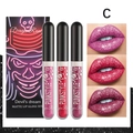 Three-piece Halloween glitter matte lip gloss set in purple and black punk style shades - Set C-Red Purple Tones