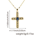 Collier croix plaqué or avec des pierres de zircone cubique bleues ovales et rondes - Style K / Pendentif + Chaîne à Lèvres