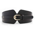 Cinturón ancho vintage para mujer en negro con hebilla de herradura dorada - Negro / 87cm