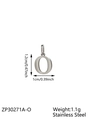 Silver stainless steel letter O pendant, lightweight DIY jewelry charm 1.2cm height - Letter-O / Steel