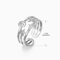 Adjustable silver layered ring with moon and star design in a minimalist style - Steel Color (228 Style) / 1.7cm (Adjustable)
