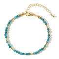 Bohemian blue stone beaded bracelet with gold accents and adjustable lobster clasp - Dark Blue (B-B24071902F)