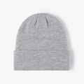 Classic gray double-layered knitted beanie for men and women, soft winter thermal hat - 6-Seam Light Heather Grey