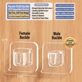 Transparent self-adhesive buckle 6x6cm with waterproof 3-layer thickened acrylic glue - 10 Pairs Single Buckle Set