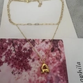 Layered gold necklace featuring a paperclip chain and puffy letter A pendant - Letter A (20240329（3-6-10）)