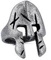 Nahaufnahme vom Spartanischen Helm Ring im Vintage Punk Look mit antiker Silberoberfläche - US-Größe 7 / Silberschwarz Spartanische Rüstung Stil (21201)