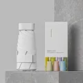 Mini ivory white 6-fold portable pocket umbrella with UV protection and windproof frame - Flat Six-fold White Color Box Packaging