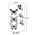 Waterproof temporary tattoo sticker with black and white butterfly sketches, style K-417 - K-417 Multi Butterflies Style