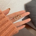 Exquisite gold bow wreath earrings with creamy pearls and sparkling rhinestones for women - Bow Pearl Ring (A066 Gold)